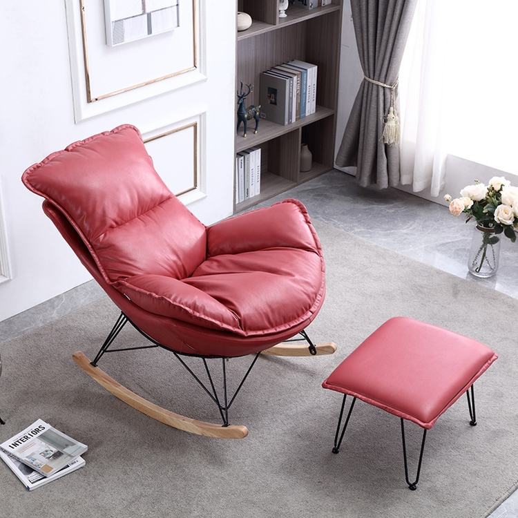 Comfortable bedroom leather rocking chair